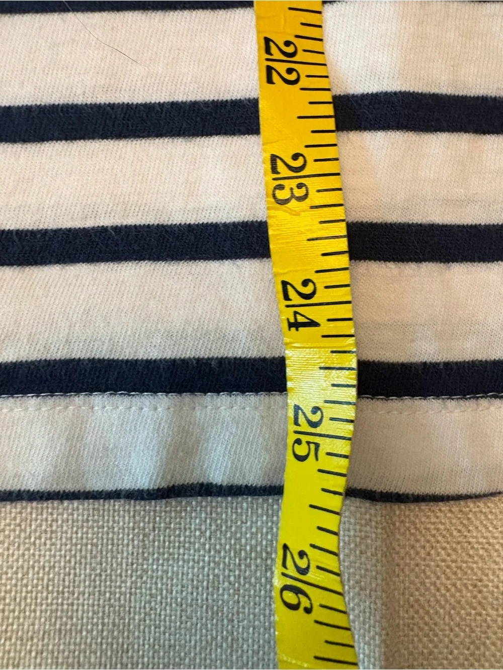J. Crew White and Navy Striped Tee